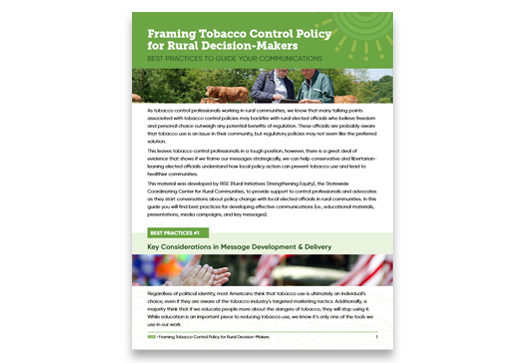 Framing Tobacco Control Policy for Rural Decision-Makers